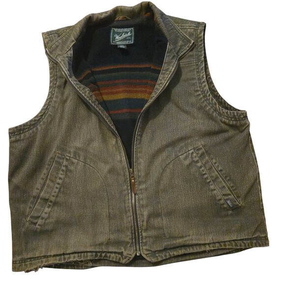 VTG Woolrich Blanket Lined Twill Jacket Black Wash Faded Denim Grunge 90's - Picture 1 of 8